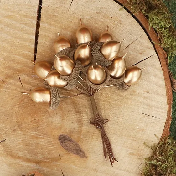 Acorn Bunch Artificial Decoration - Gold