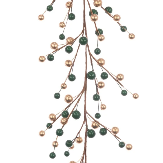 Bare Branch Berry Garland - Green & Gold