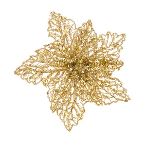 Beaded Poinsettia Tree Clip - Gold