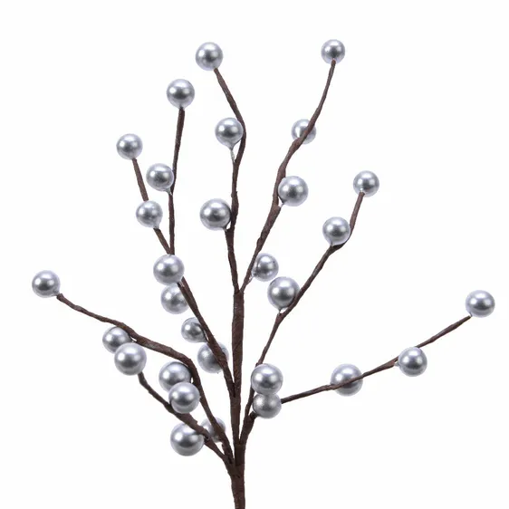 Berries Decorative Sprig - Silver