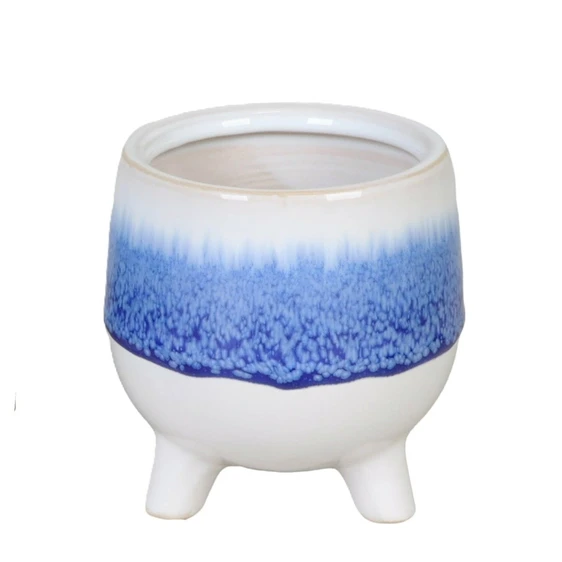 Blue Glazed Footed Pot - ⌀ 6cm