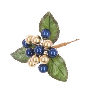 Bunched Berry Stem - Blue & Gold