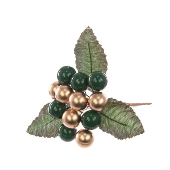 Bunched Berry Stem - Green & Gold