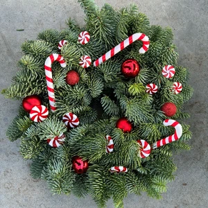 Candy Cane Wreath - 10"