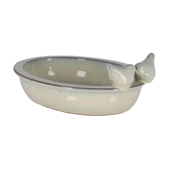 Ceramic Oval Bird Bath - Rustic Shades - image 2