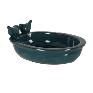 Ceramic Oval Bird Bath - Rustic Shades - image 3