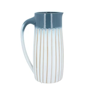 Ceramic Ribbed Ombre Jug - Blue