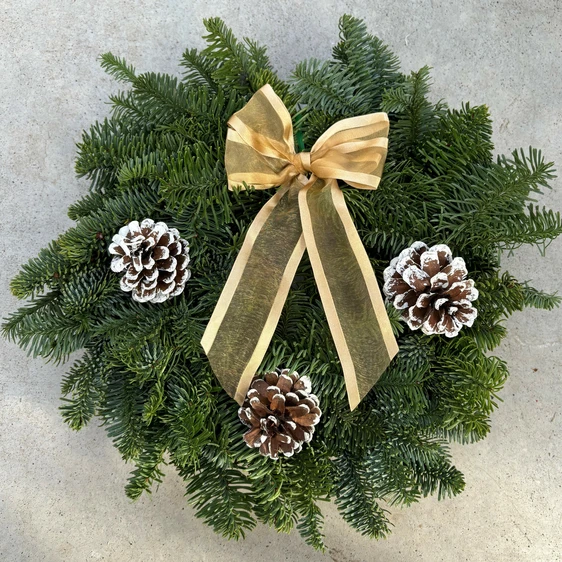 Classic Gold With Cones Wreath - 8"