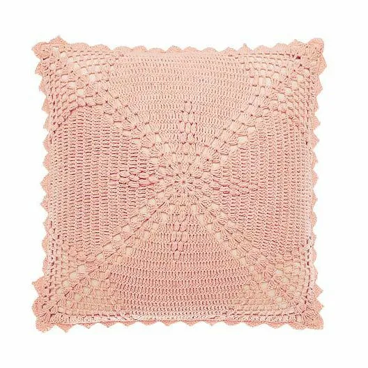 Crochet Cushion - Pale Pink - image 1