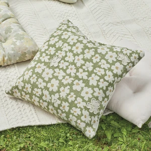 Daisy Floral Cushion - Olive