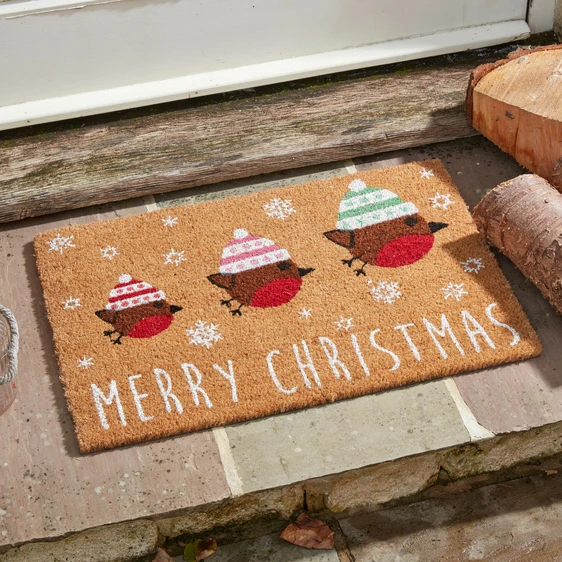 Doormat - Festive Robins