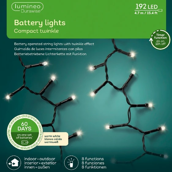 Durawise Compact Twinkle Lights - Warm White (192 Lights) - image 3