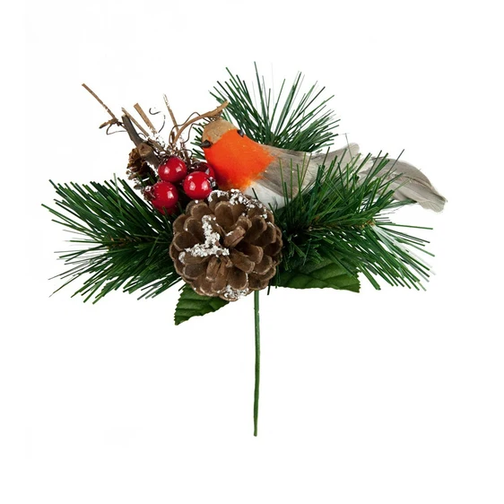 Festive Robin Foliage Spray