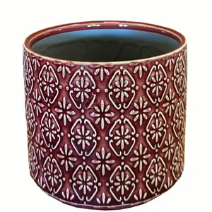 Floral Red Pot - Ø14cm