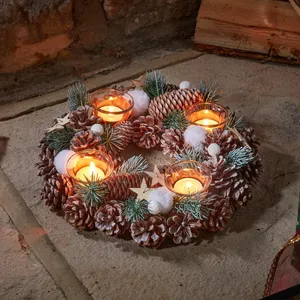 Frosted Pine Candle Holder - Ring