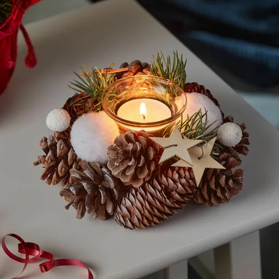 Frosted Pine Candle Holder - Single