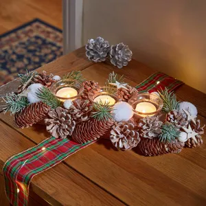 Frosted Pine Candle Holder - Trio