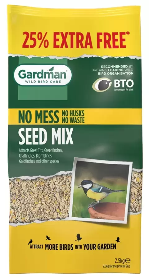 Gardman No Mess Seed Mix 2kg + 25% Extra Free - Cowell's Garden Centre ...