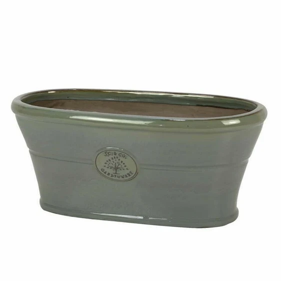 Glazed Grey Oval Trough Planter 45cm