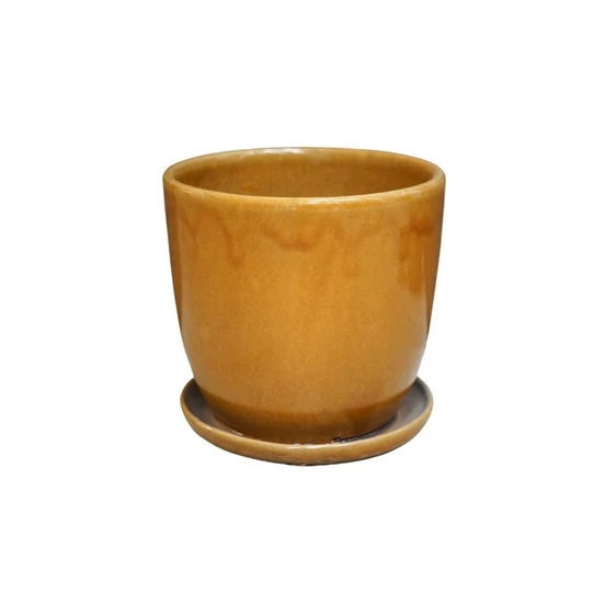 Ivyline Glazed Mustard Pot & Saucer - image 1