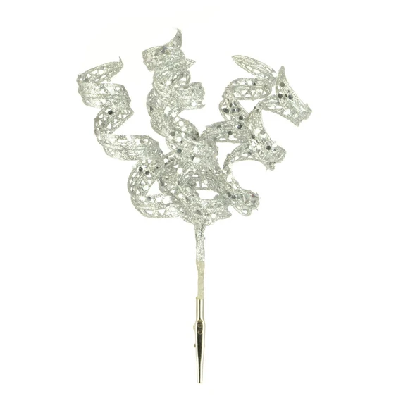 Glitter Curls Tree Clip - Silver