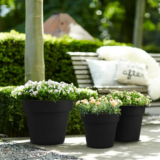 elho Green Basics Living Black Planter Ø23cm - image 1