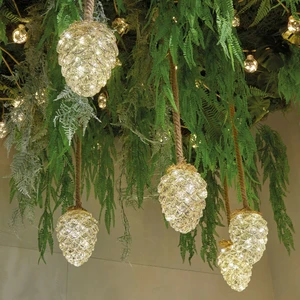 Hanging Micro LED Crackled Pinecone - image 1