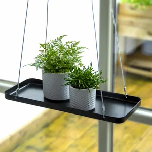 Rectangular Hanging Plant Tray - Black (S)