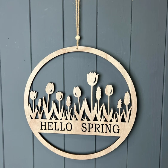 Hello Spring Wooden Wreath