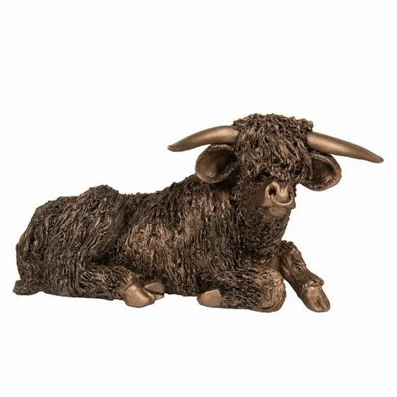 Highland Bull Resting Sculpture