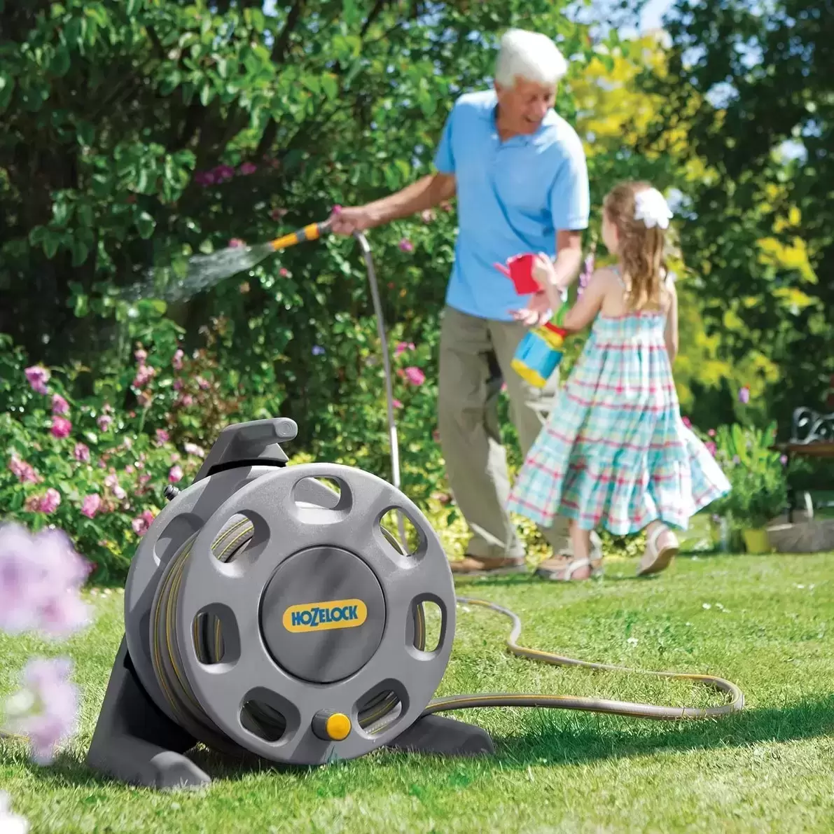 Hozelock Free Standing Hose Reel With Hose - Cowell's Garden