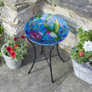 Hummingbird Glass Bird Bath