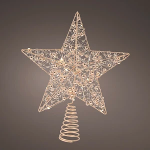 Illuminated Beaded Star Tree Topper - Gold