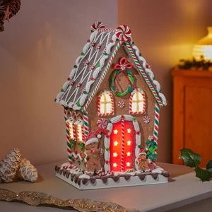 Illuminated Gingerbread Candy Lodge