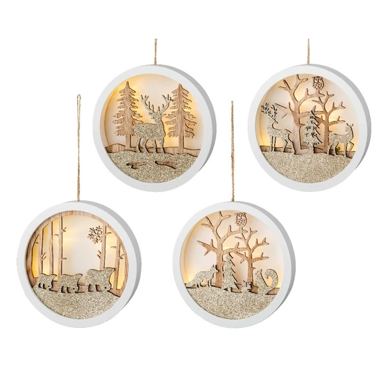 Illuminated Hanging Glitter Woodland Silhouette - image 1