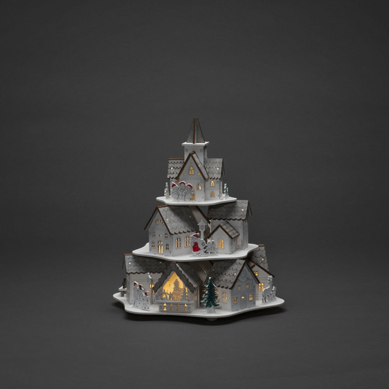 Illuminated Tiered Village Houses - image 3