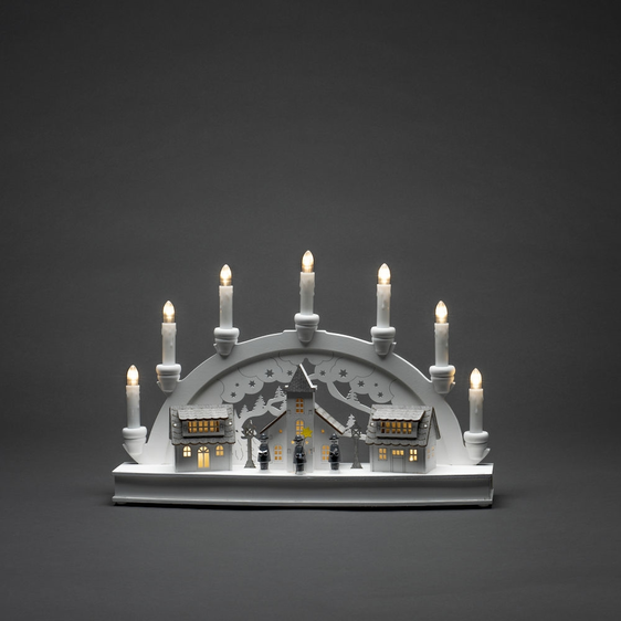 Illuminated Village Silhouette With Candle Arch - image 2