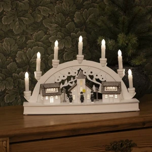 Illuminated Village Silhouette With Candle Arch - image 1