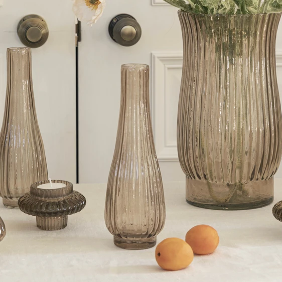 Ivyline Airlie Ribbed Stem Apricot Vase - image 1