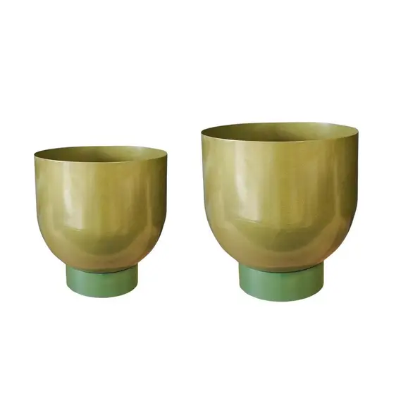 Ivyline Austin Metal Planters Set of Two - Green - image 2