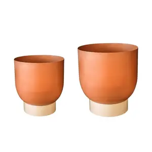 Ivyline Austin Metal Planters Set of Two - Rhubarb - image 2