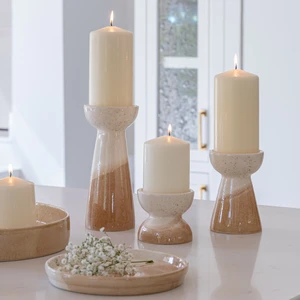 Ivyline Bowen Dipped Brown Pillar Candle Holder - Small - image 1