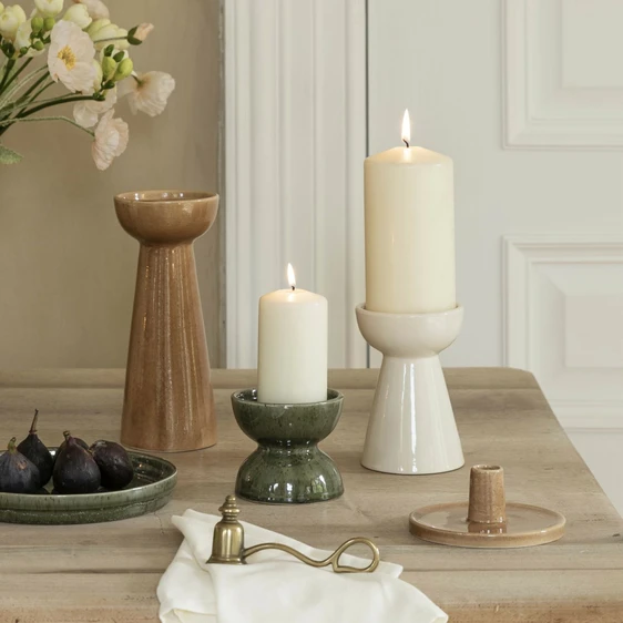 Ivyline Bowen Linen Pillar Candle Holder - Medium - image 1