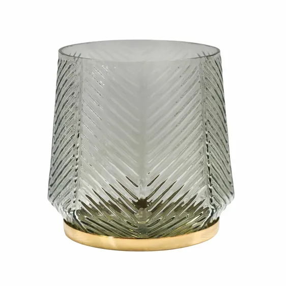 Ivyline Elm Embossed Glass Candle Holder - Clear Grey - image 2
