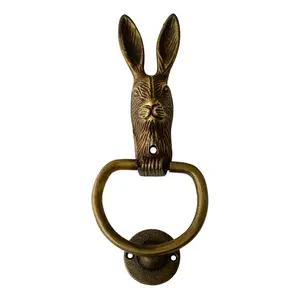 Ivyline Hare Antique Brass Door Knocker - image 2