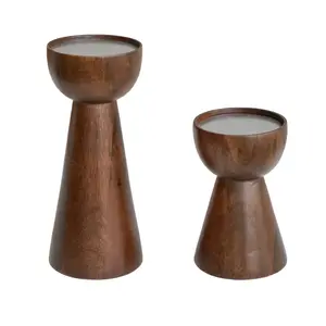 Ivyline Harvey Wooden Candle Holders Set - image 2