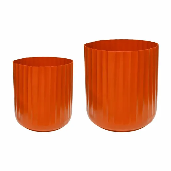 Ivyline Hudson Corrugated Planter Set of Two - Orange - image 1