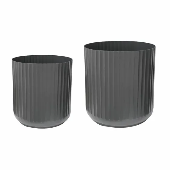 Ivyline Hudson Corrugated Planter Set of Two - Slate - image 1