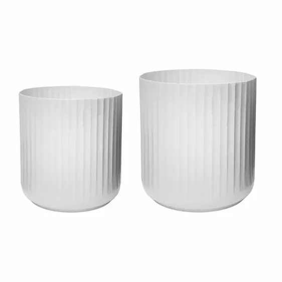 Ivyline Hudson Corrugated Planter Set of Two - White - image 1