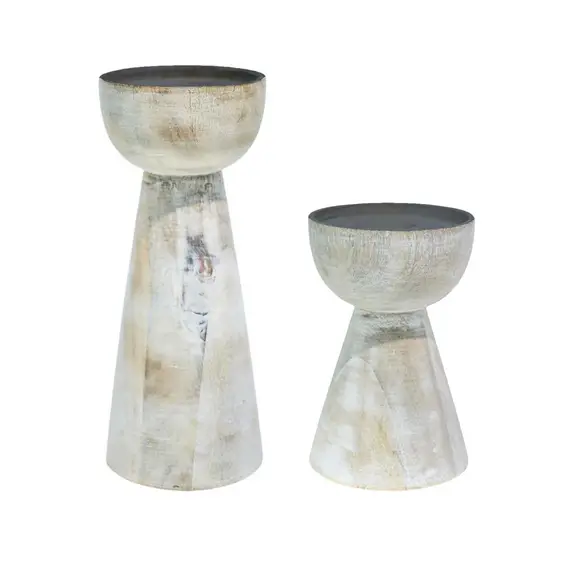 Ivyline Padstow Whitewash Candle Holder Set - image 2